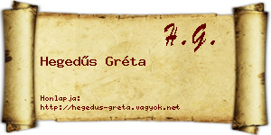 Hegedűs Gréta névjegykártya